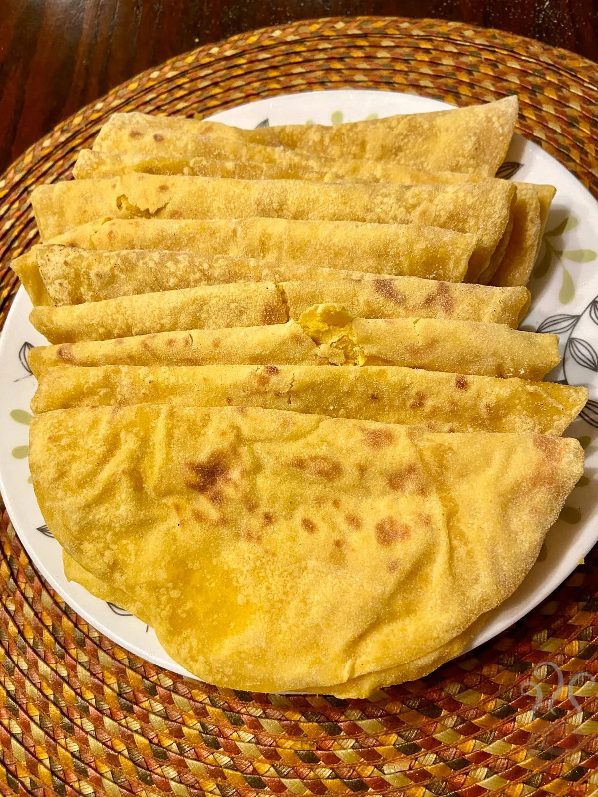 Home-made Maharashtrian puran poli served with ghee